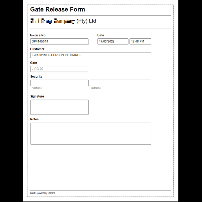 Driver Release Form